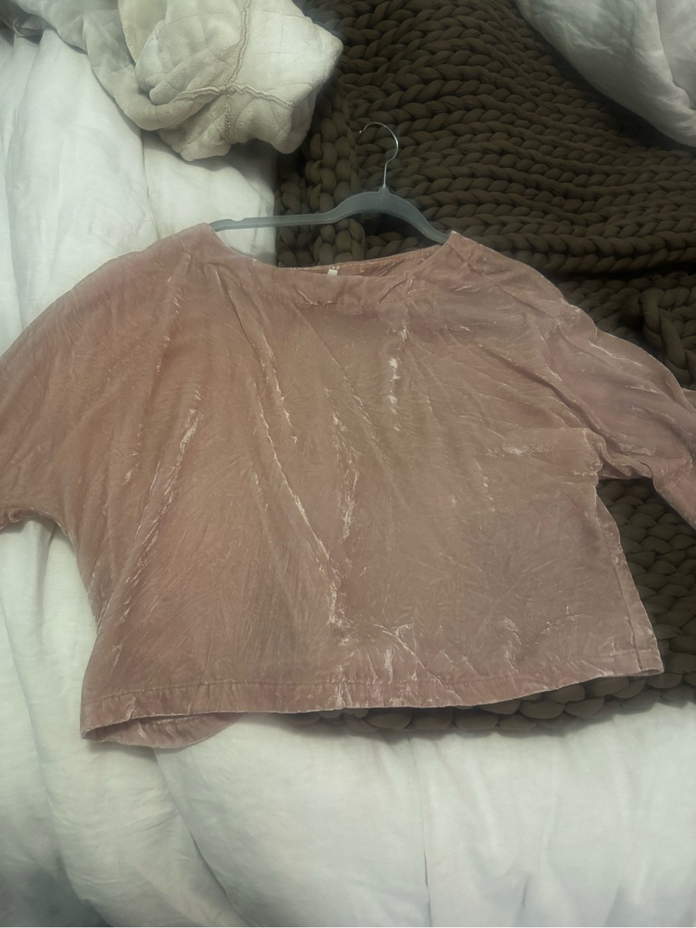 cupcakes & cashmere Velvet Crop Top in Dusty Rose
